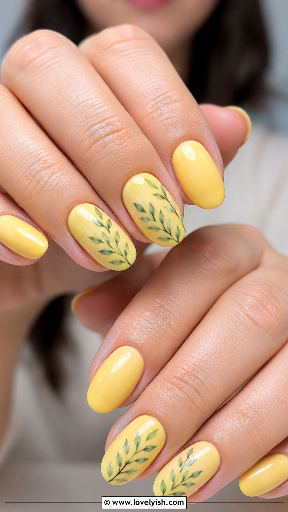 Yellow Nails with Green Accents - 50 yellow nails - 50 yellow nails