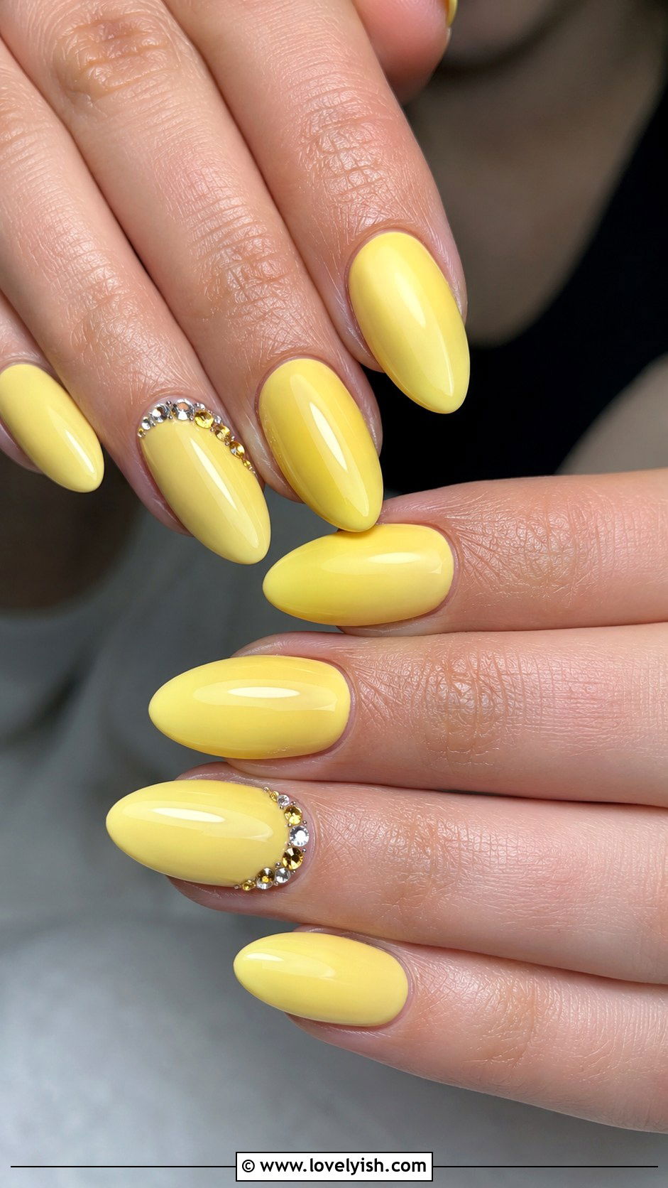 Yellow Nails with Rhinestones - 50 yellow nails - 50 yellow nails