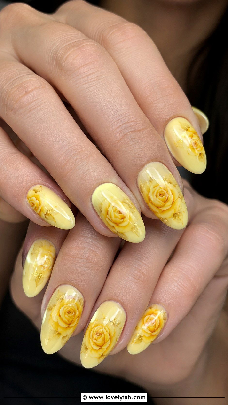 Yellow Rose Nails - 38 flower nail art ideas - 38 flower nail art ideas