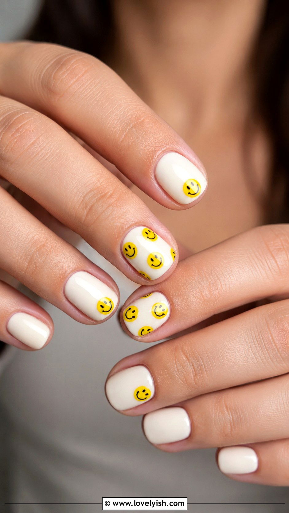 Yellow Smiley Face Nail Design - 45 cute nail designs - 45 cute nail designs