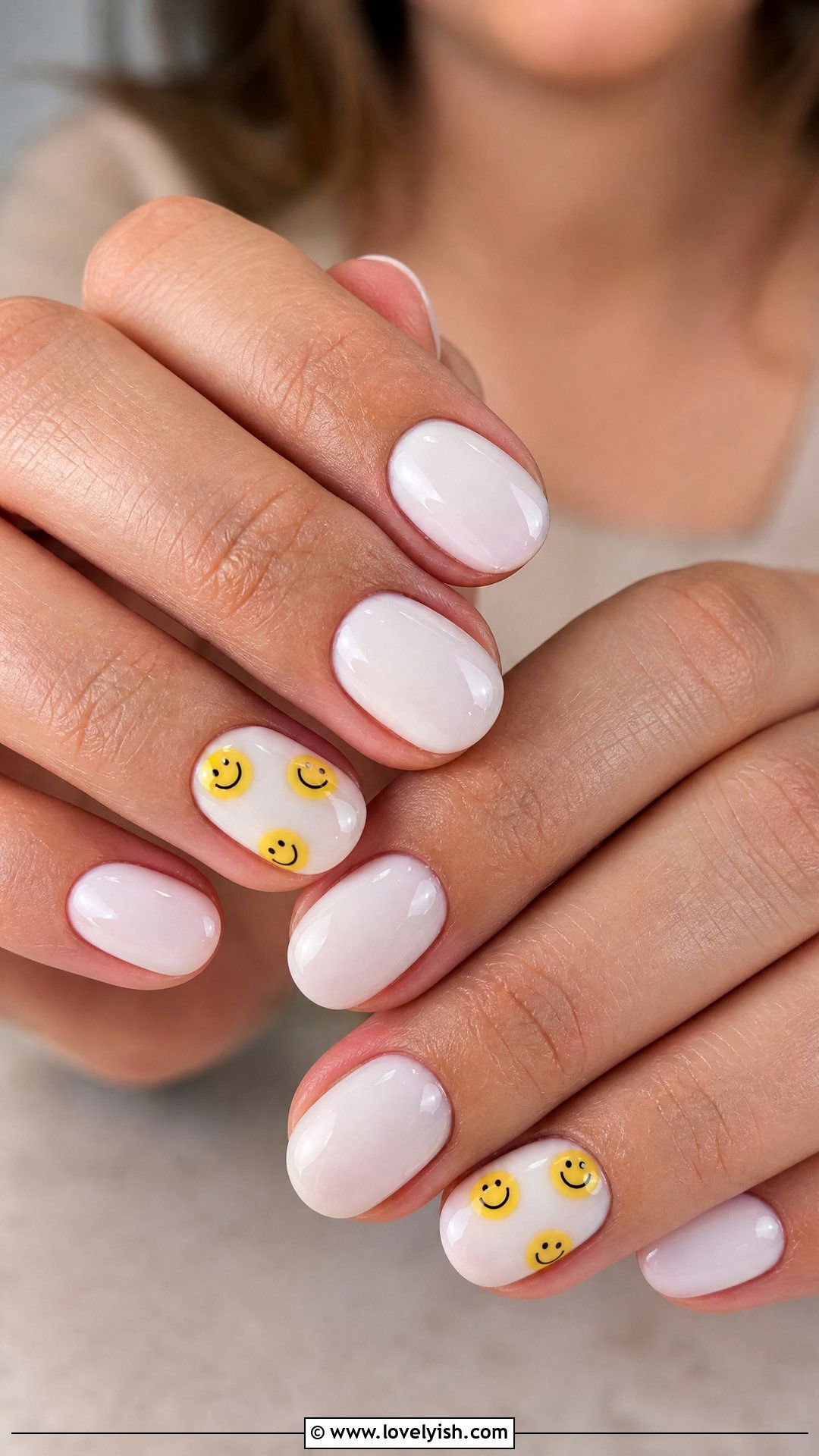 Yellow Smiley Face Nails - 50 simple nail art - 50 simple nail art