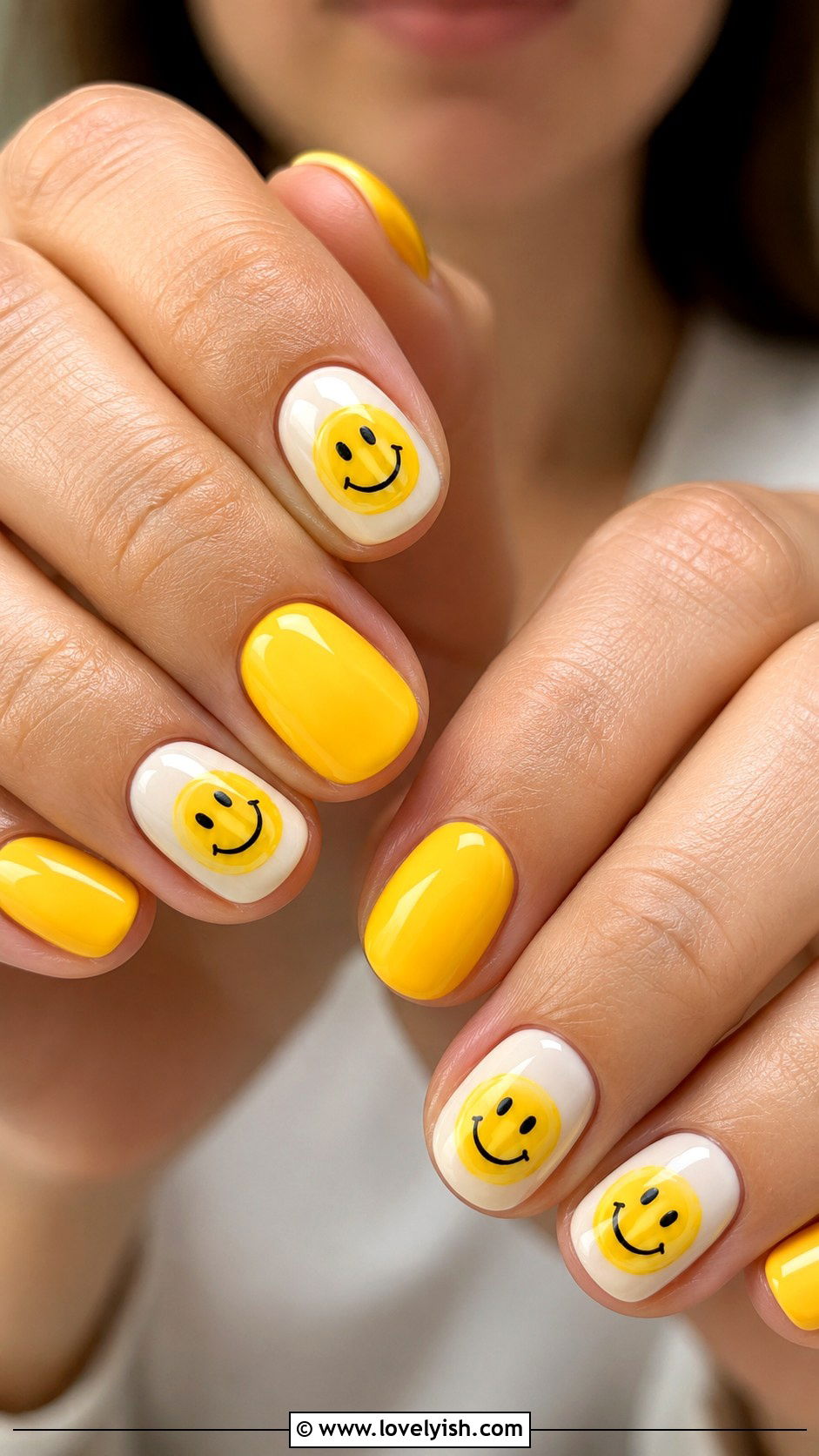 Yellow Smiley Face Nails - 40 nail design summer - 40 nail design summer