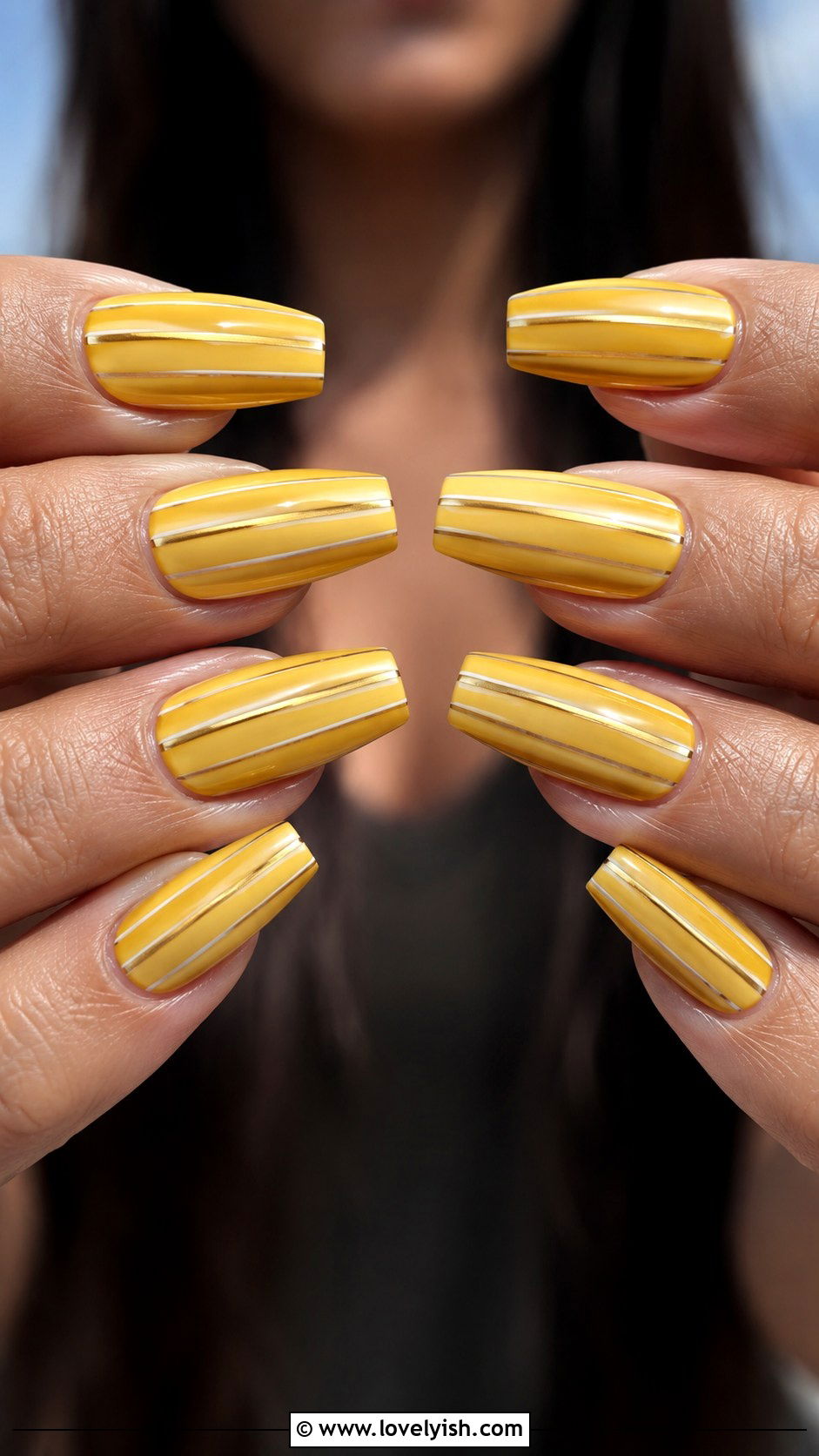 Yellow Striped Nails - 25 yellow nails design ideas - 25 yellow nails design ideas