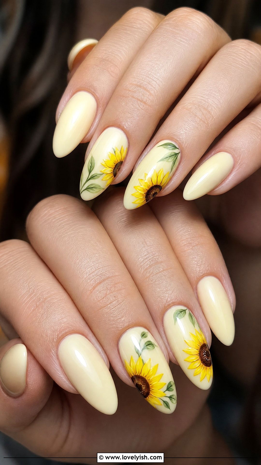 Yellow Sunflower Nails - 50 simple spring nail designs - 50 simple spring nail designs