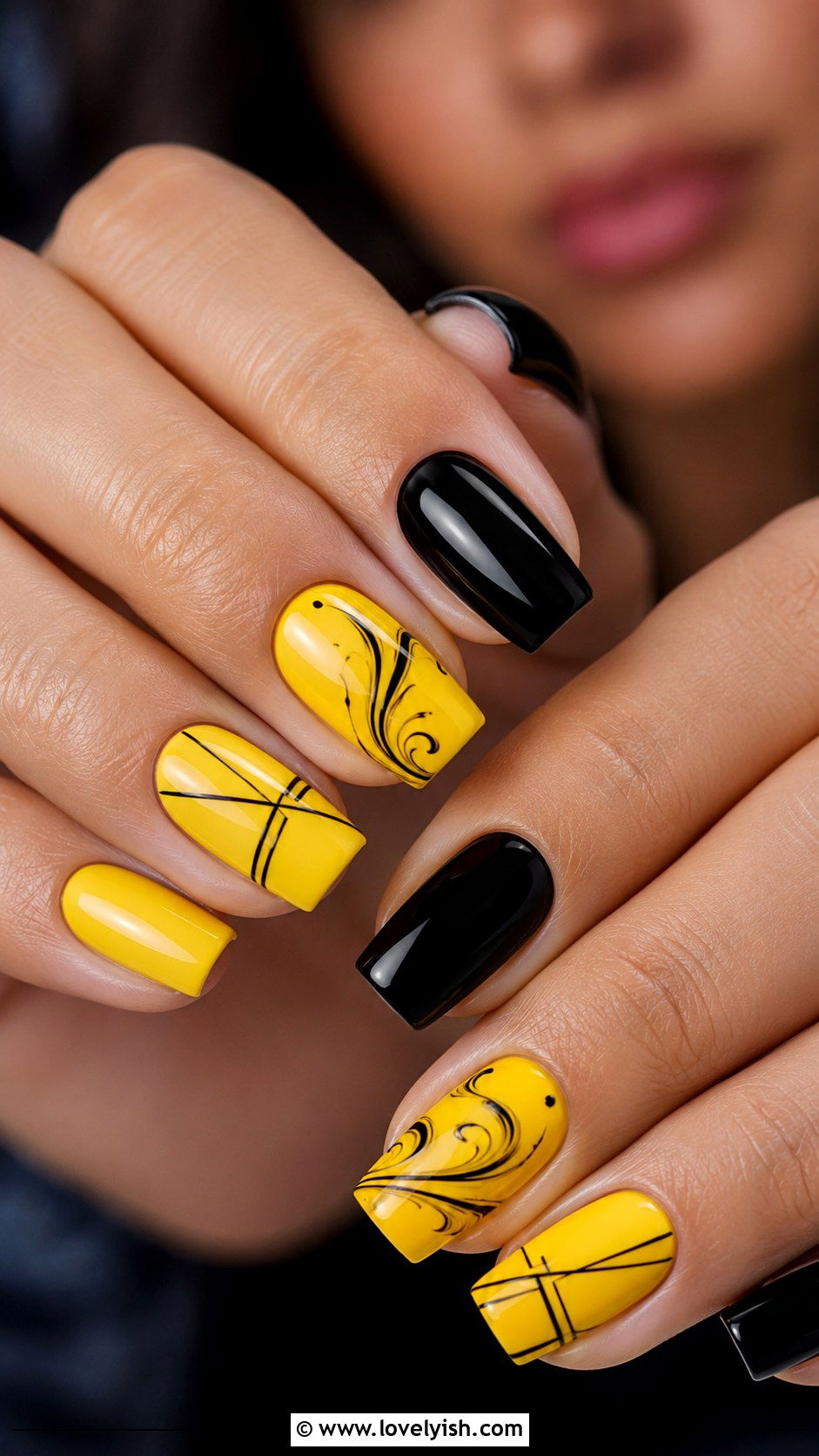 Yellow and Black Nails - 25 yellow nails design ideas - 25 yellow nails design ideas