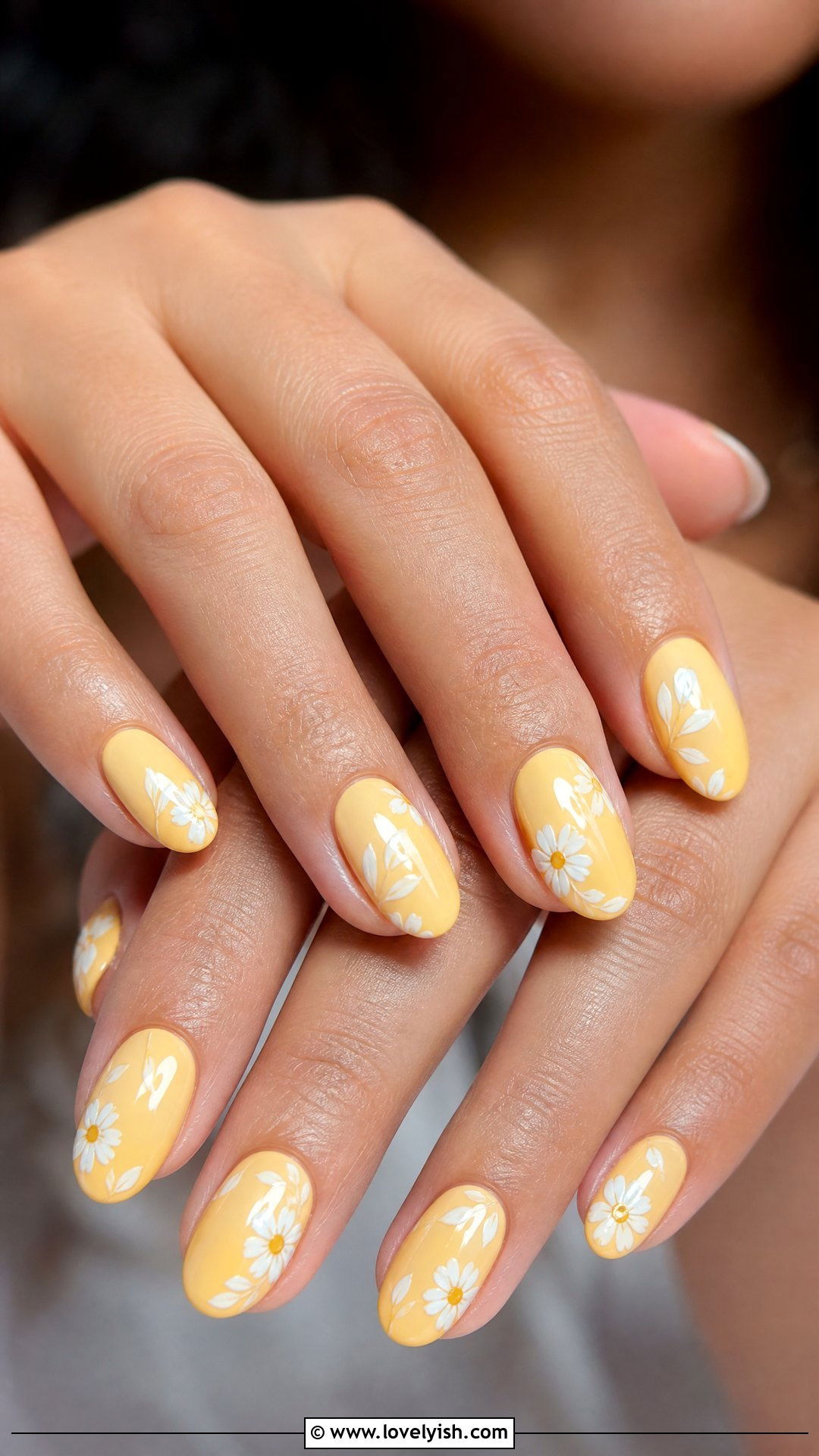 Yellow and White Floral Nails - 25 yellow nails design ideas - 25 yellow nails design ideas