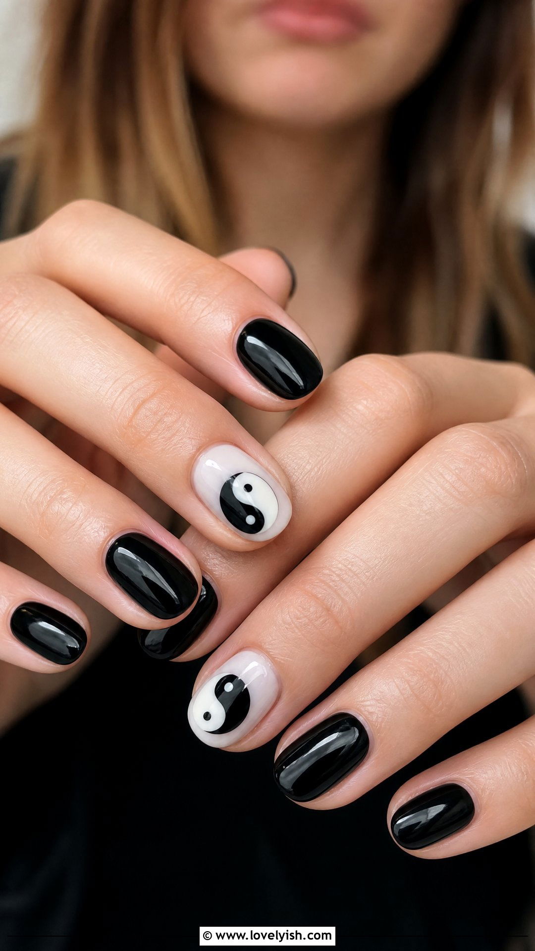 Yin Yang Nails - 50 black and white nail designs - 50 black and white nail designs