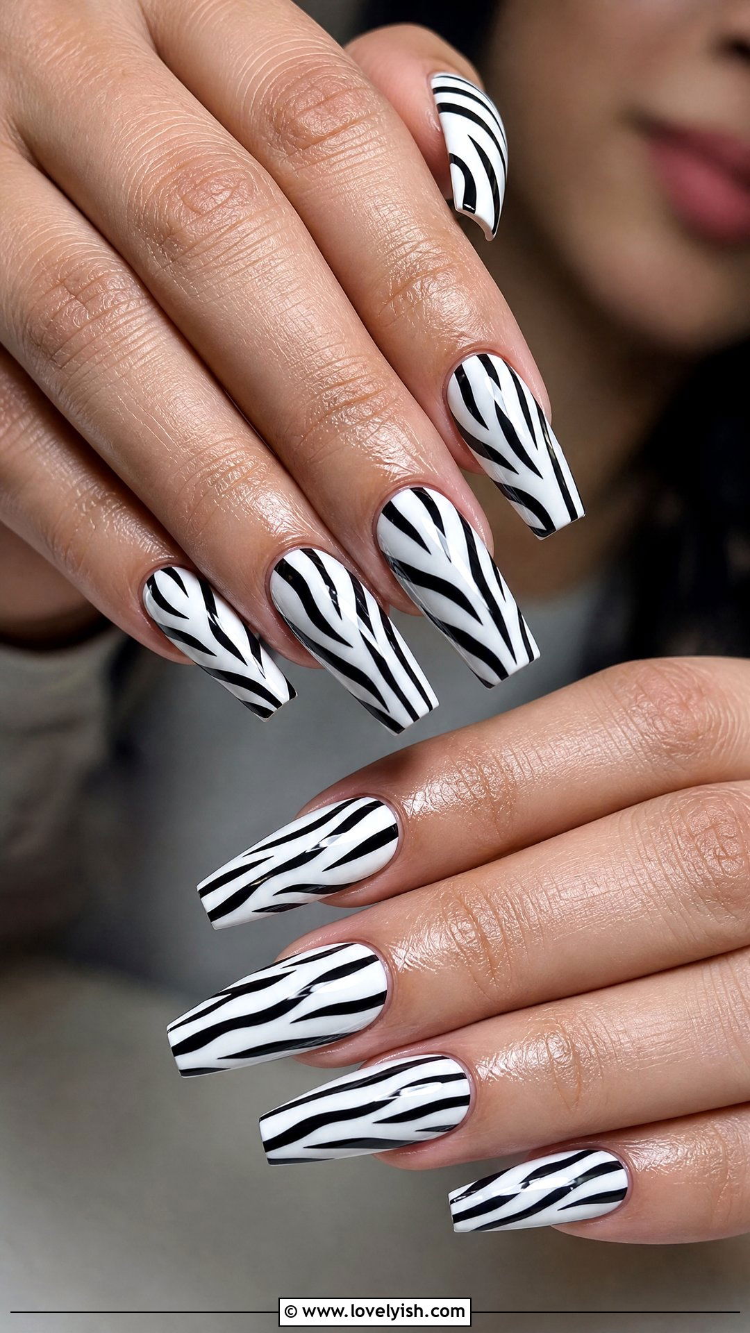 Zebra Print Coffin Nails - 50 coffin nails - 50 coffin nails