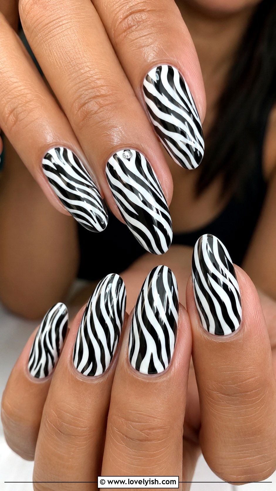 Zebra Print Nails for Long Oval Nails - 50 zebra print nails - 50 zebra print nails