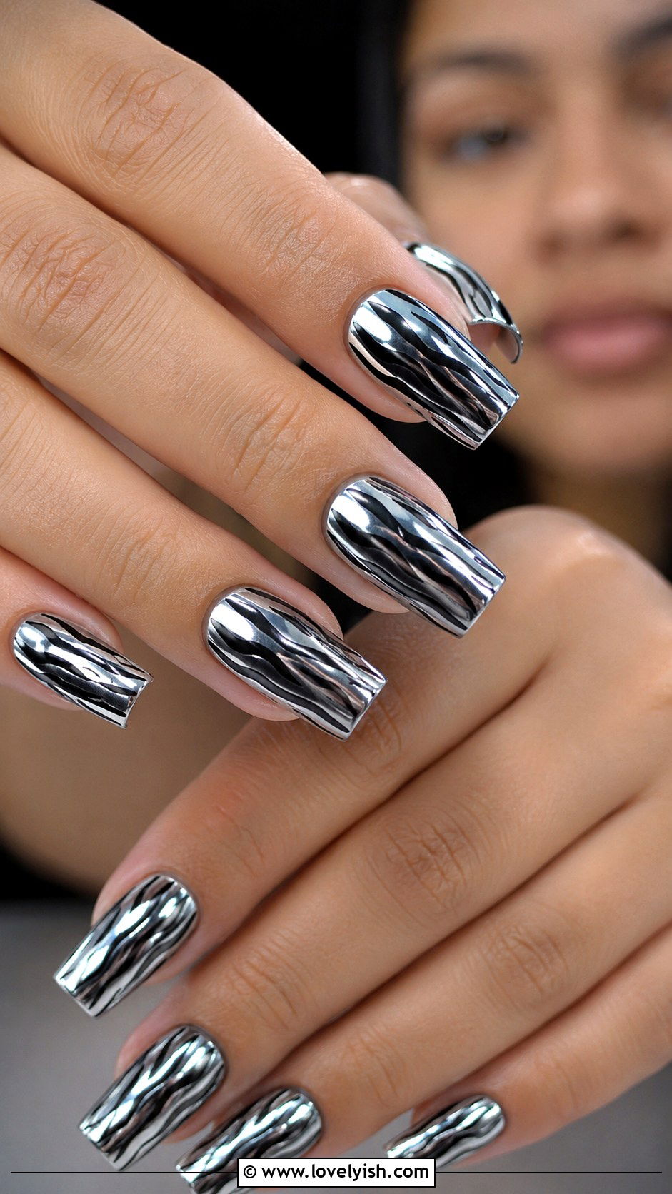 Zebra Print Nails with Chrome Finish - 50 zebra print nails - 50 zebra print nails