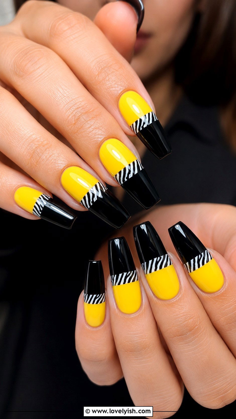 Zebra Print Nails with Color Block Design - 50 zebra print nails - 50 zebra print nails
