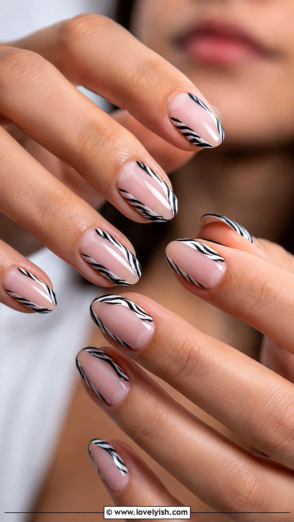 Zebra Print Nails with Negative Space - 50 zebra print nails - 50 zebra print nails