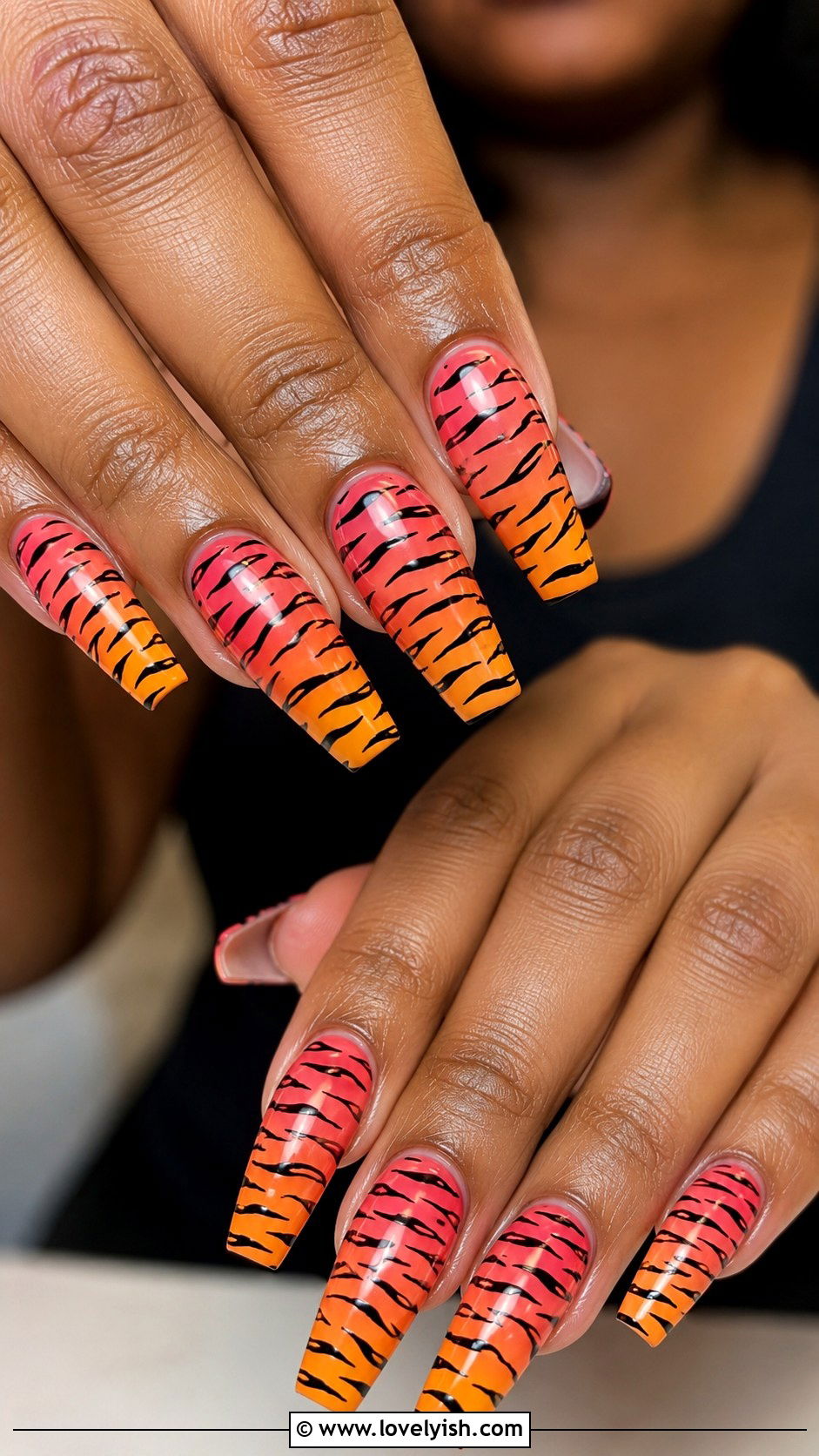 Zebra Print Ombre Nails in Warm Tones - 50 zebra print nails - 50 zebra print nails