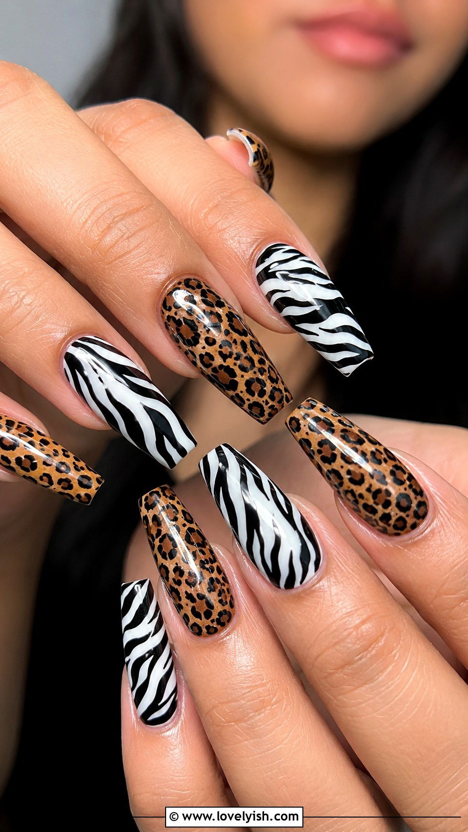 Zebra Print and Leopard Print Mixed Nails - 50 zebra print nails - 50 zebra print nails