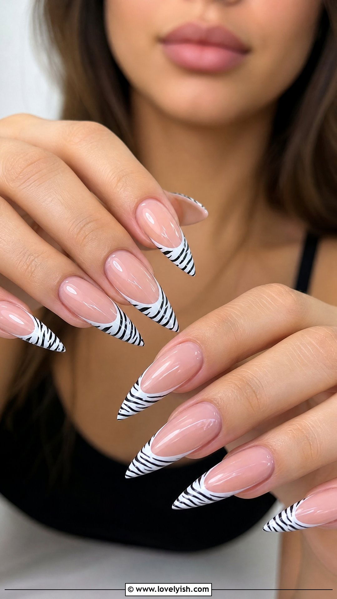 Zebra Stripe French Tip Nails - 25 black and white nail art ideas - 25 black and white nail art ideas