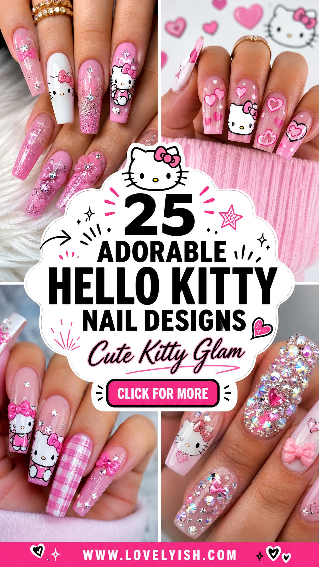 25 Adorable Hello Kitty Nail Designs Youll Love - 25 Adorable Hello Kitty Nail Designs You’ll Love