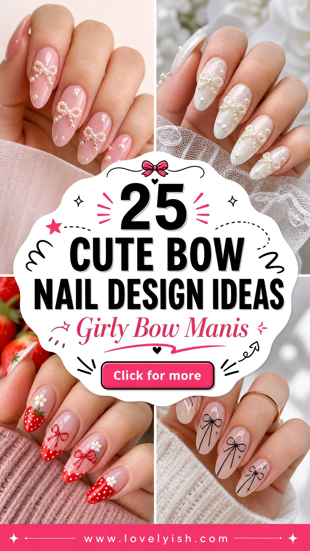 25 Cute Bow Nail Design Ideas for a Girly Manicure - 25 Cute Bow Nail Design Ideas for a Girly Manicure