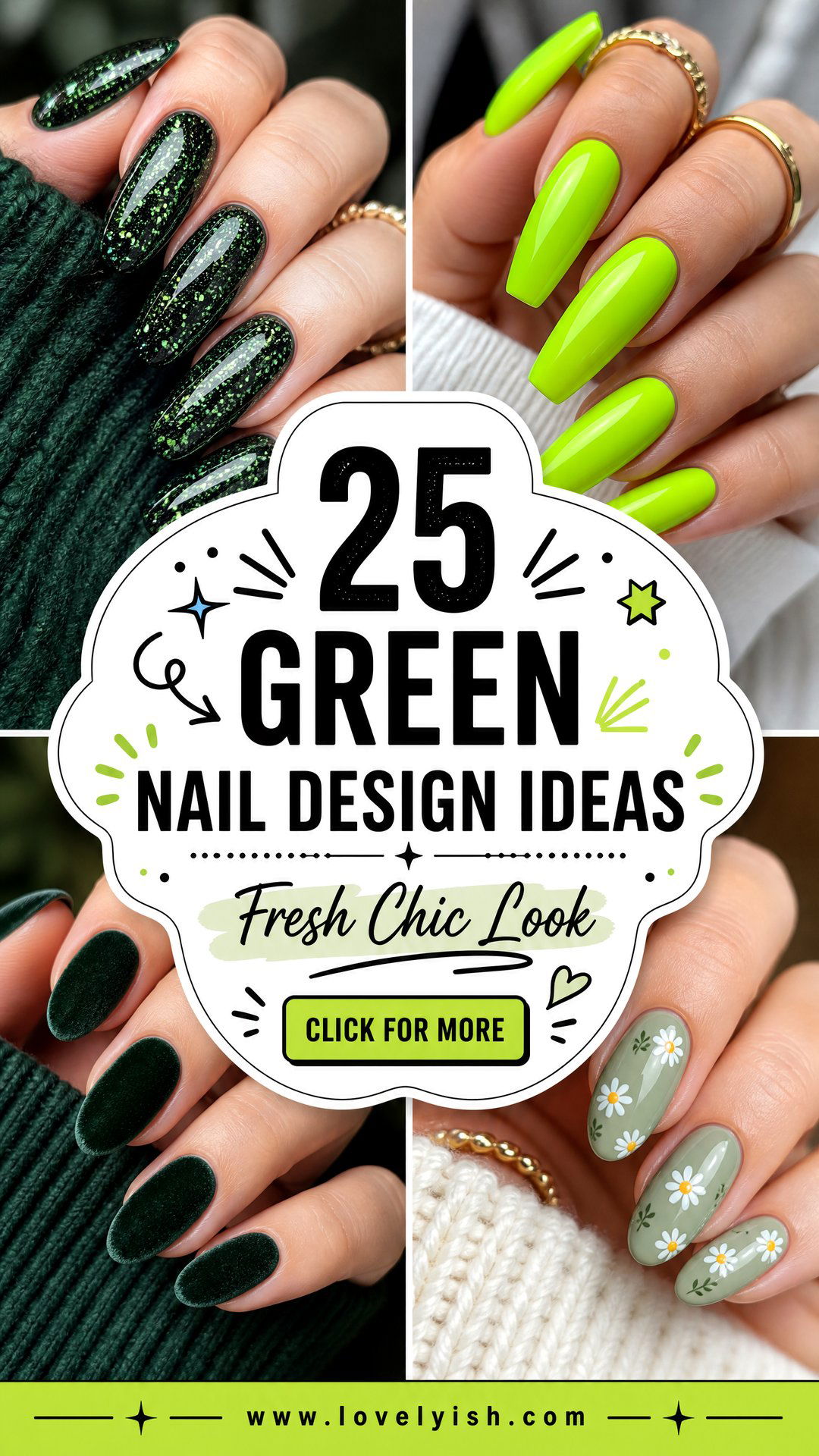 25 Green Nail Design Ideas for a Fresh Chic Look - 25 Green Nail Design Ideas for a Fresh, Chic Look
