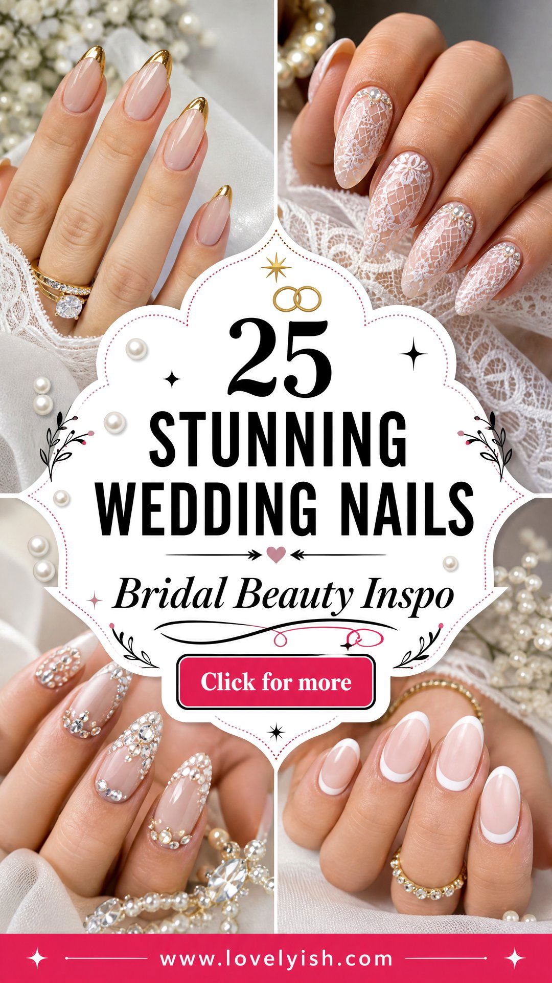 25 Stunning Wedding Nails for Bride Inspiration - 25 Stunning Wedding Nails for Bride Inspiration