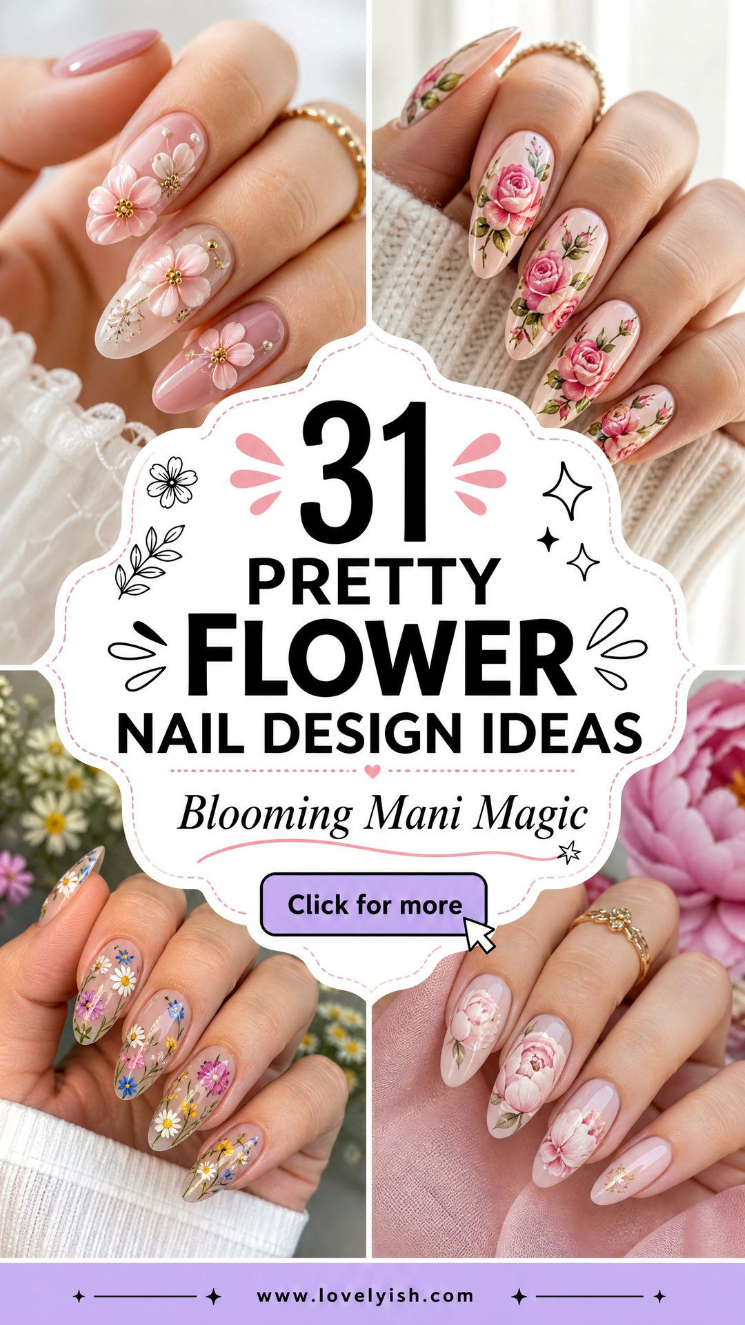 31 Pretty Flower Nail Design Ideas for Spring - 31 Pretty Flower Nail Design Ideas for Spring