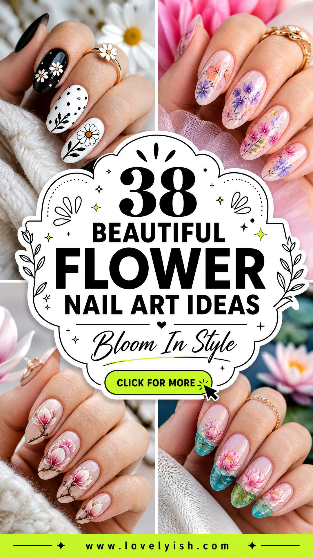 38 Beautiful Flower Nail Art Ideas to Bloom in Style - 38 Beautiful Flower Nail Art Ideas to Bloom in Style