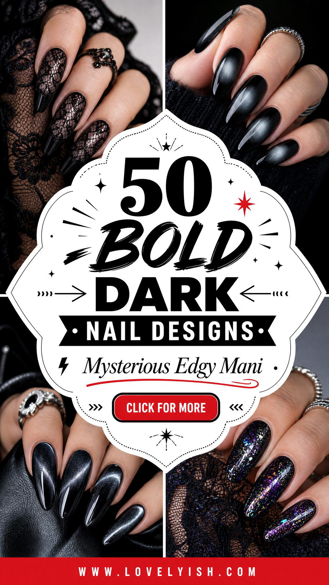 50 Bold Dark Nail Designs for a Mysterious Edgy Look - 50 Bold Dark Nail Designs for a Mysterious Edgy Look
