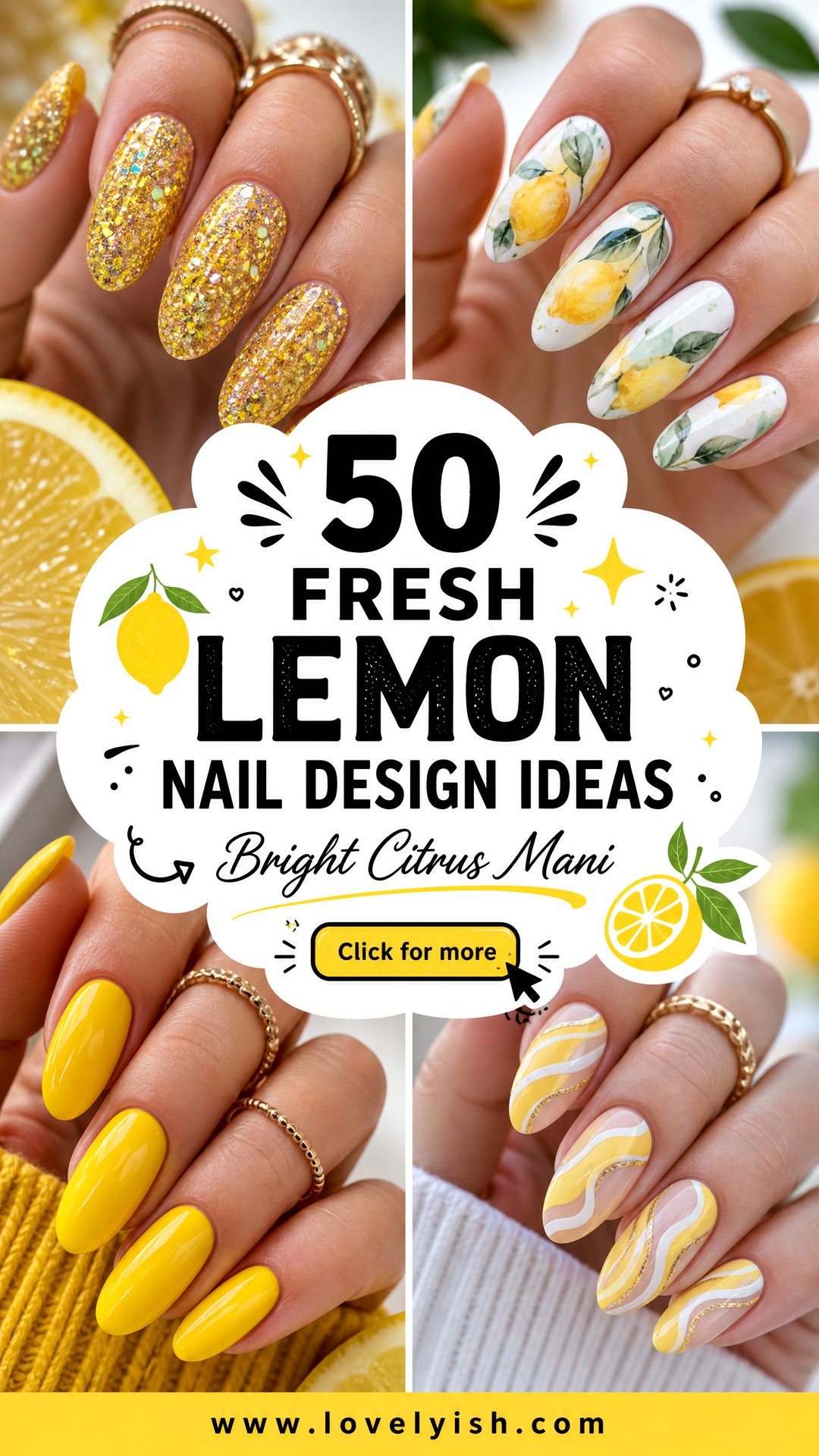 50 Fresh Lemon Nail Design Ideas to Brighten Your Day - 50 Fresh Lemon Nail Design Ideas to Brighten Your Day