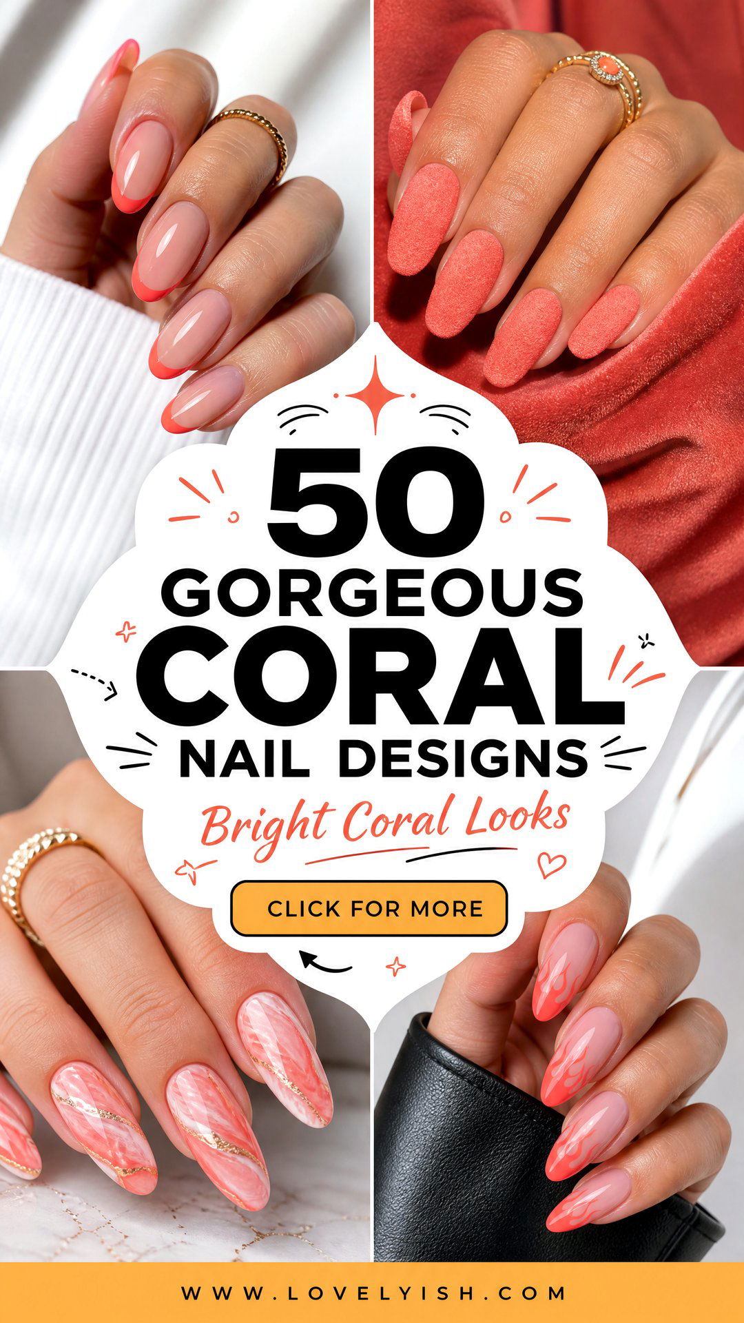 50 Gorgeous Coral Nail Designs to Brighten Your Look - 50 Gorgeous Coral Nail Designs to Brighten Your Look