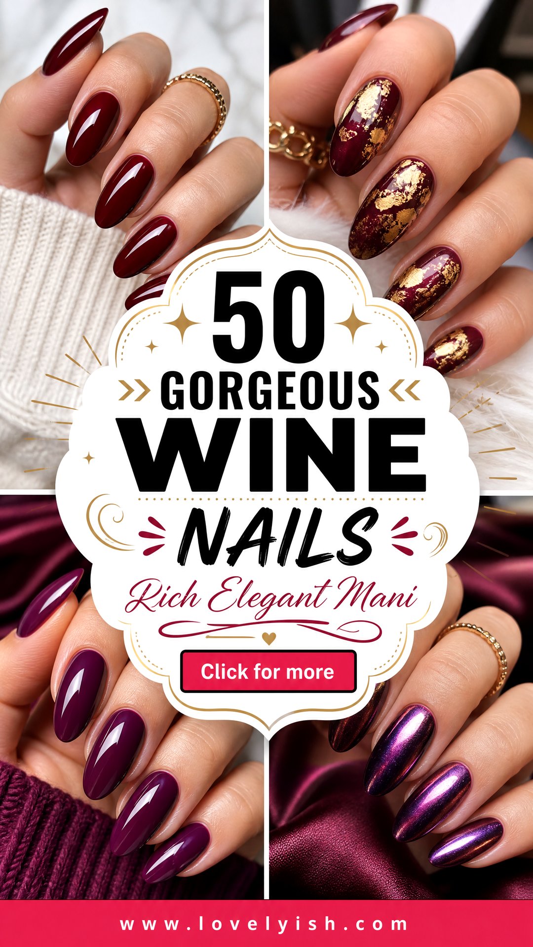 50 Gorgeous Wine Nails for a Rich Elegant Manicure - 50 Gorgeous Wine Nails for a Rich, Elegant Manicure