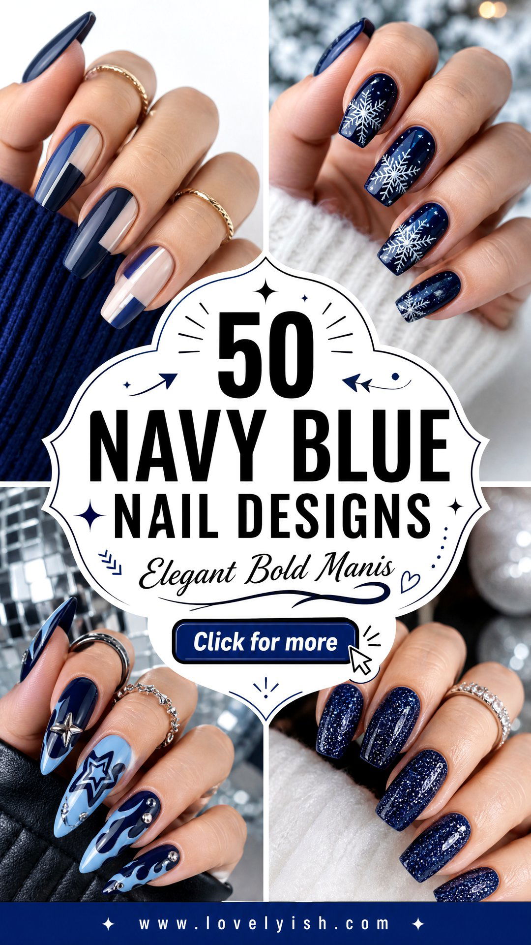 50 Navy Blue Nail Designs Elegant and Bold Manicures - 50 Navy Blue Nail Designs: Elegant & Bold Manicures