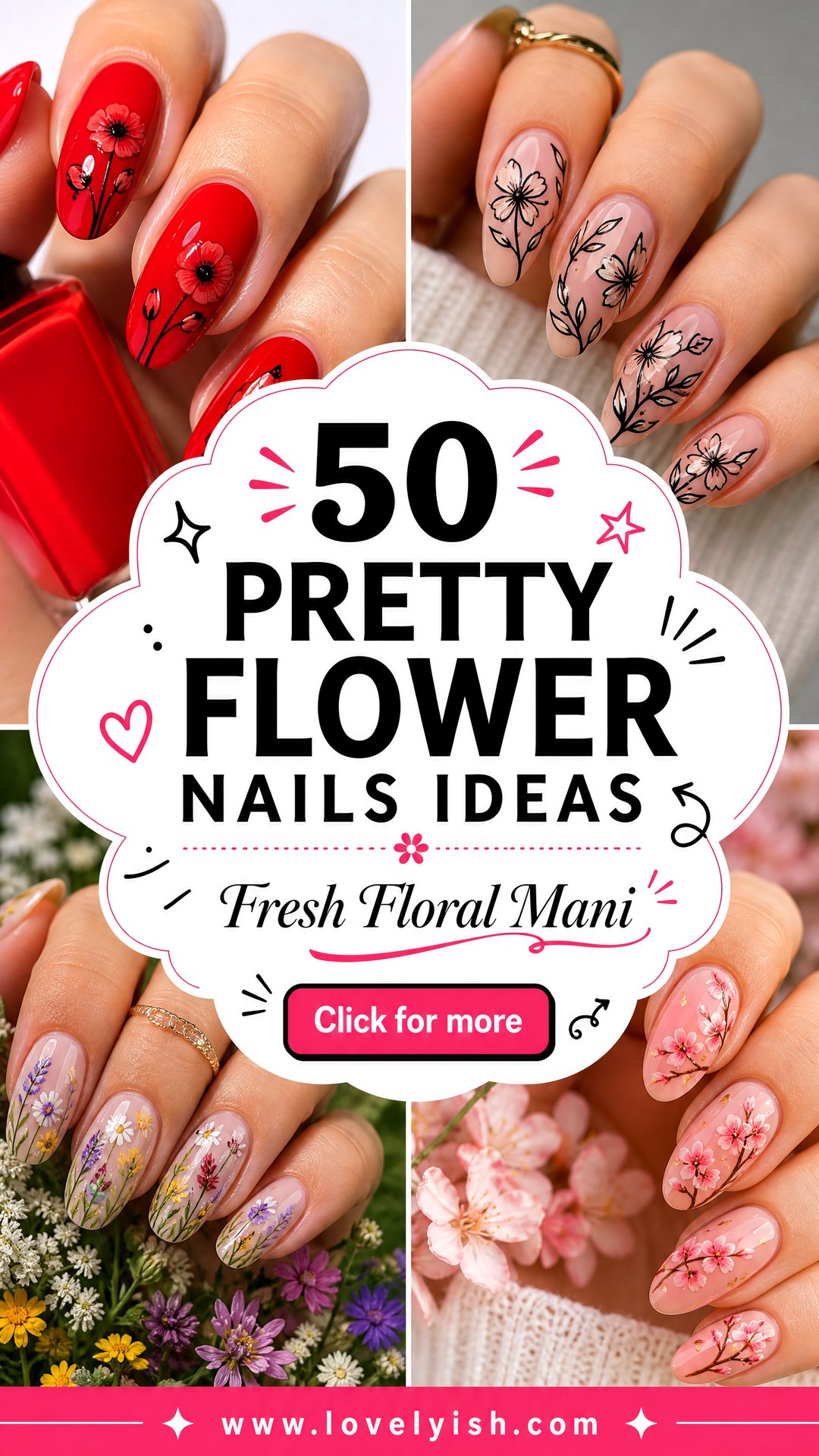 50 Pretty Flower Nails Ideas for a Blooming Manicure - 50 Pretty Flower Nails Ideas for a Blooming Manicure
