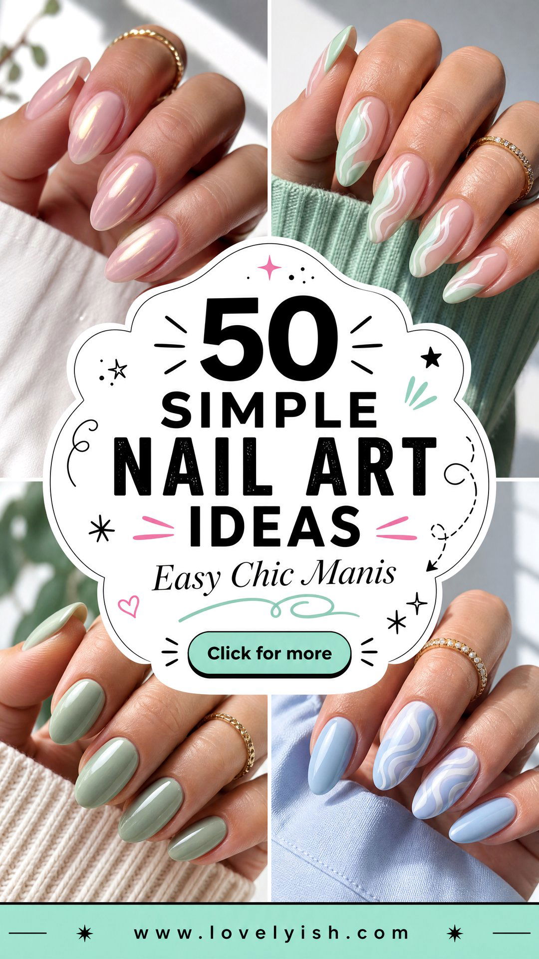 50 Simple Nail Art Ideas for Easy Chic Manicures - 50 Simple Nail Art Ideas for Easy, Chic Manicures