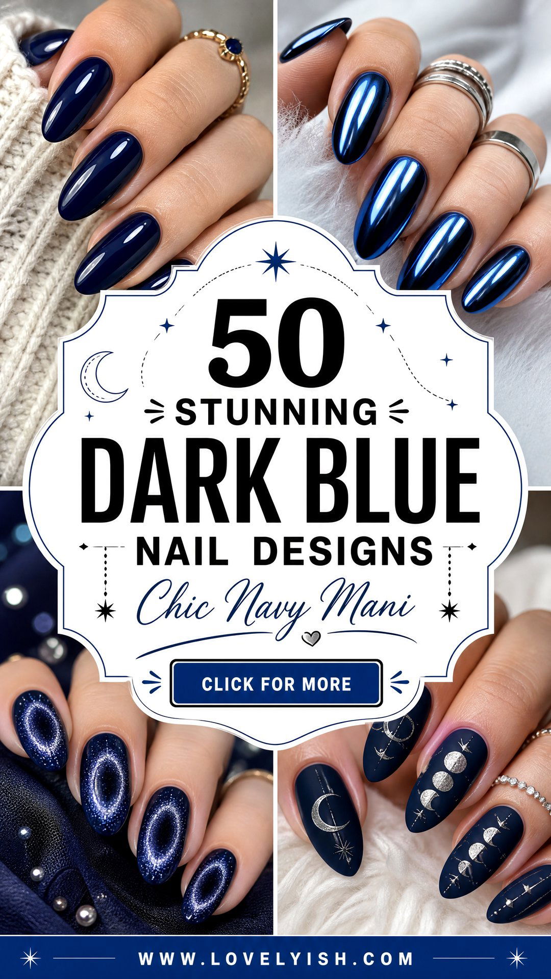 50 Stunning Dark Blue Nail Designs for a Chic Look - 50 Stunning Dark Blue Nail Designs for a Chic Look