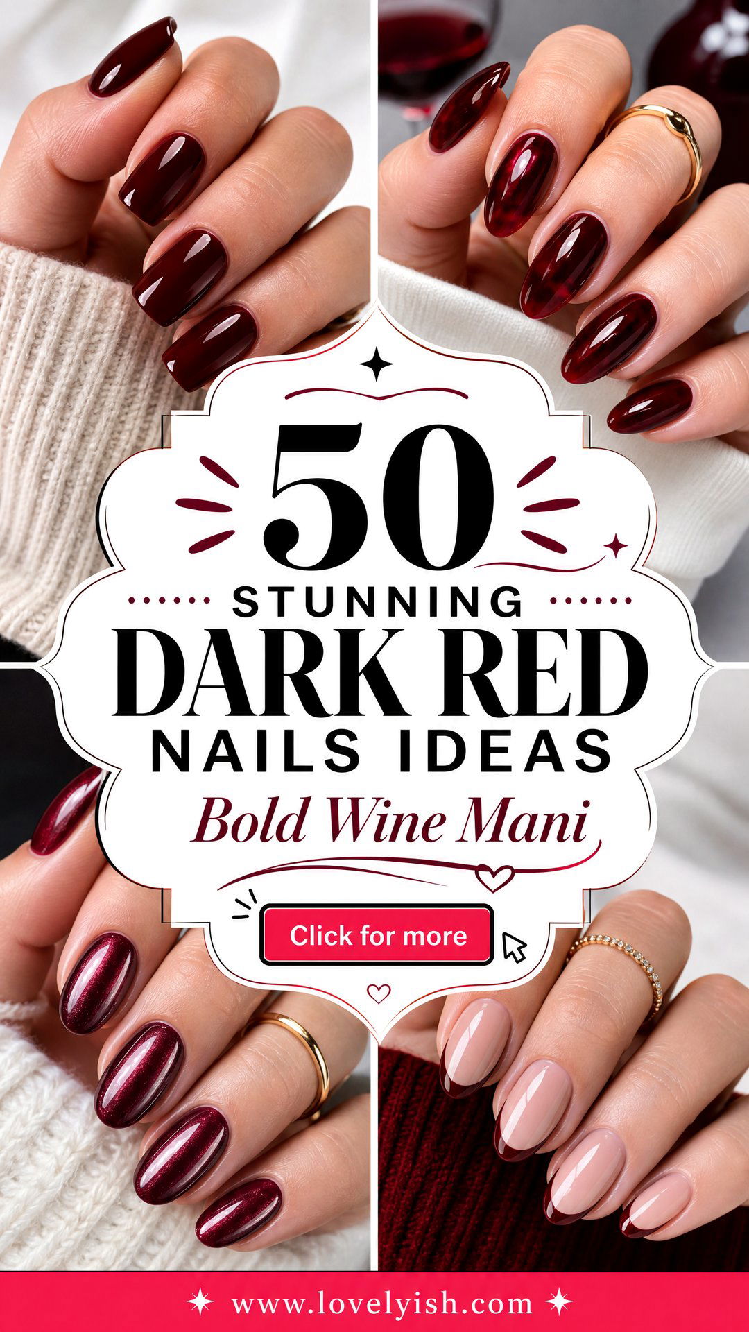 50 Stunning Dark Red Nails Ideas for a Bold Look - 50 Stunning Dark Red Nails Ideas for a Bold Look